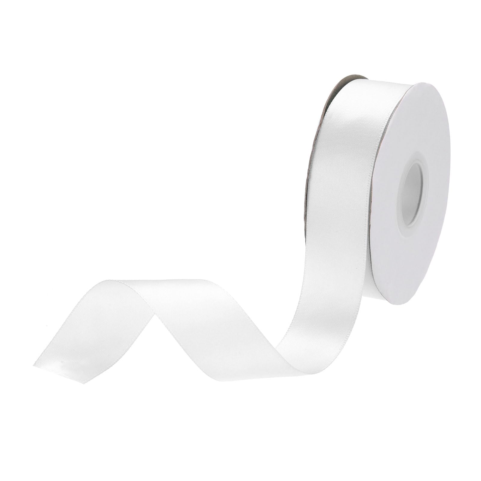 DMiotech 25mm Satin Ribbon 23m/75ft Thin Double Face Fabric Grosgrain Ribbon for Gift Wrapping Floral Hair Flower Bouquet, White