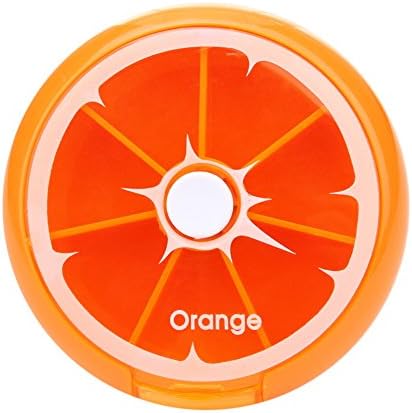 yanten Outdoor Travel Pill Portable 7 Day Rotating Pill Case Orange