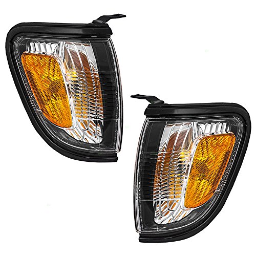 Driver and Passenger Park Signal Corner Marker Lights with Black Trim Replacement for Toyota Pickup Truck 8162004090C0 8161004090C0
