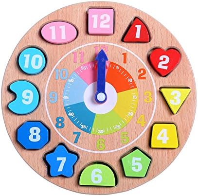 DOUYYE Wooden Educational Toys Shapes Sorting Teaching Clock Lacing Beads Games for Kids Children Baby Toddler Boy Girl