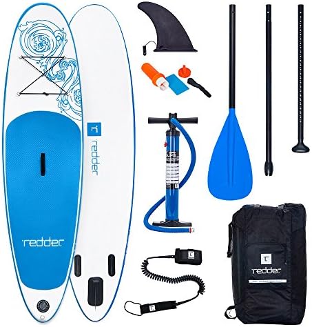 Redder Paddle Board Vortex 8'8"/10' All Round Inflatable Stand Up Paddle Board with Bravo SUP3 Double Action Hand Pump, 3 Piece Alumium Paddle, 10' Leash, Portable Backpack, Non-Slip Deck and Repair Kit