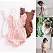 Viworld Infant Baby Girl Twins Bodysuit Sleeveless Ruffles Romper Sunsuit Outfit Princess Clothes (Pink, 90(12-18 Months))