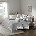 Intelligent Design Raina Twin / Twin XL Comforter Set, Soft Microfiber Comforter Set Twin, Modern Geometric Metallic Bed Set, 4 Pieces College Bedding Comforter Set with 1 Sham, 2 Toss Pillows Grey