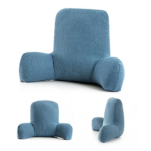 ZOEMO Bed Reading Pillow, Blue Bed Rest Pillows with Arm Rests for