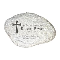 GiftsForYouNow Personalized Engraved Memorial Garden Stone, 11" x 8" x 1.5" Thick - Laser Etched Stone with Personalized Name and Date, All-Weather Durable Resin Material