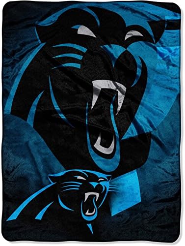 1 Piece Nfl Panthers Throw Blanket 60 X 80 Inches, Football Themed Oversized Bedding Sports Patterned, Team Logo Fan Merchandise Athletic Team Spirit Fan, Black Blue Silver Raschel