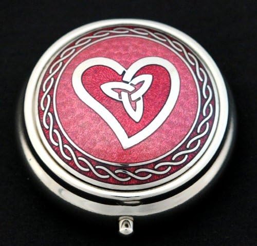 Pill Box in Celtic Trinity Heart Design. (Red)