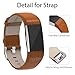 Henoda Replacement Bands Compatible with Fitbit Charge 2 Classic Genuine Leather Charge 2 Band Fitness Wristband for Women Men Small Large Bright Brow