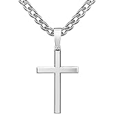 SWEETV 18K Gold Over 925 Sterling Silver Cross Necklace for Men/Women, Stainless Steel Cuban/Rope Chain Cross Pendant 18-24 inch, Religious Jewelry Gifts for Men