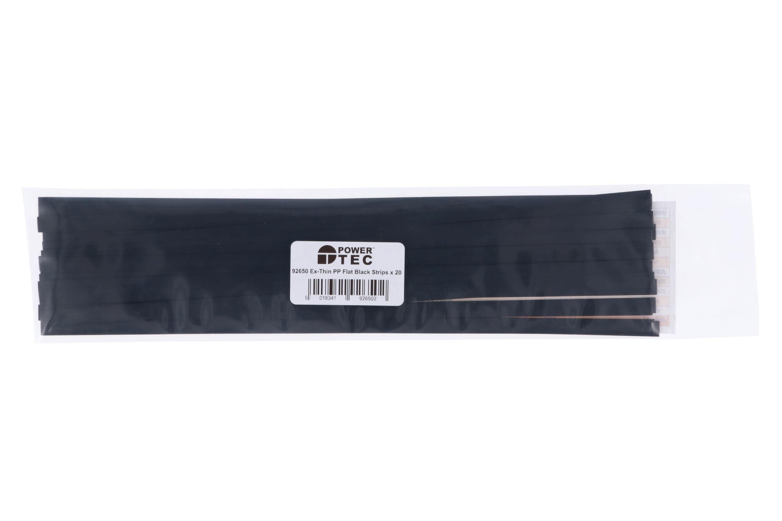 PowerTec 92650 Extra Thin PP Flat Black Strips 11mm 20pc
