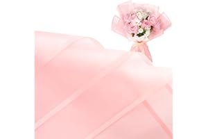 Jutieuo 20 Sheets Pink Flower Wrapping Paper, Waterproof Floral Wrap Pink Edge Bouquet Wrapping Paper Florist Supplies (22.8 x 22.8 inch)