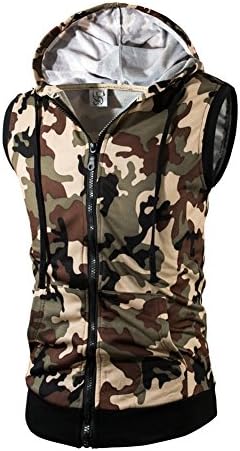 Dreamskull Men's Camouflage Hoodie Vest Sleeveless Casual Tank Tops