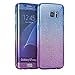 Houshine s7edgecase Galaxy S7 Edge Case (Front Plus Back Cover Gel Series), Shock-Proof TPU 360 Degree Protective Clear Crystal Rubber Soft Ombre Case Cover - Blue Purple and Glitter Bling