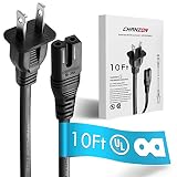 [UL Listed] Chanzon 10Ft 2Slot Polarized 7A AC Power Cord Compatible with Vizio E-M-Series HDTV,Sharp,Smart LED TV,Sony PS1 PS2 (2 Prong NEMA-1-15P to IEC320-C7 Plug) Universal Replacement Wall Cable