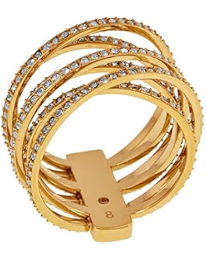 Gold-Tone Pave Twist Stack Ring - Size 8