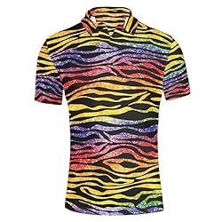 HUGS IDEA Colorful Tiger Stripes Print Mens Short