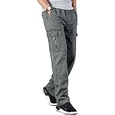 Banana Bucket Men's Full Elastic Waist Loose Fit Lightweight Workwear Pull On Cargo Pants