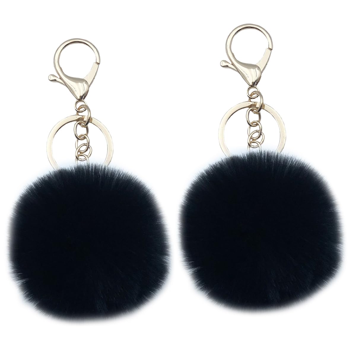 Photo 1 of Unpafcxddyig 2PCS Faux Rabbit Fur Ball Pom Pom Keychain for Car Key Ring Phone Handbag Charm Tote Pendant,black color
