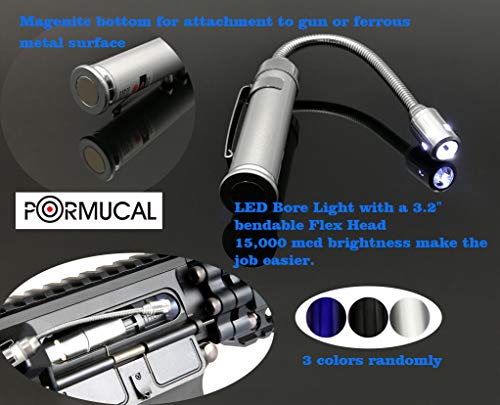 PORMUCAL Universal Gun Cleaning Kit for All Guns Hunting Rifle Handgun Shot Gun Cleaning Kit with LED Bore Light