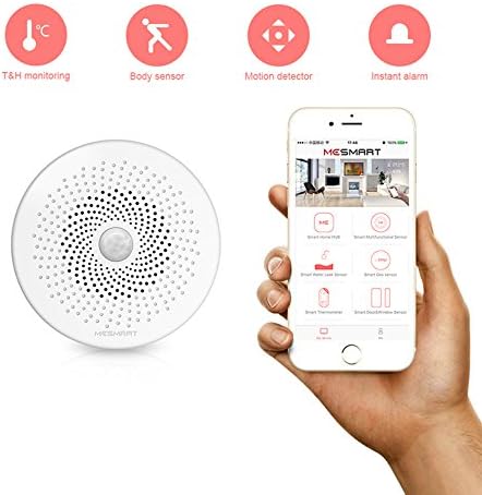 MESMART Multi-functional Smart Sensor Temperature Humidity Human Infrared IR Motion Detector Moving Induction Abnormal Alarm Safety Reminder Compatible with Amazon Alexa Echo