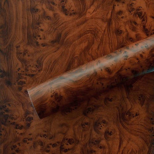 HOHO High Gloss Wood Grain Textured Vinyl Wrap Sticker Decal Car Interior Furniture Office(124cmx50cm)