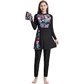 Womens Burkini Swimsuits Muslim Modest Swimwear Islamic Full Body Swimming Top Pants Hijab Long Sleeve Rash Guard