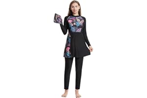 Womens Burkini Swimsuits Muslim Modest Swimwear Islamic Full Body Swimming Top Pants Hijab Long Sleeve Rash Guard