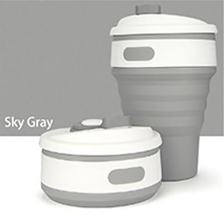 LLQ Silikon Kaffeetasse, Klappbecher mit Deckel, Faltbare Tragbare Silikonbecher für Unterwegs, Camping, 350ml