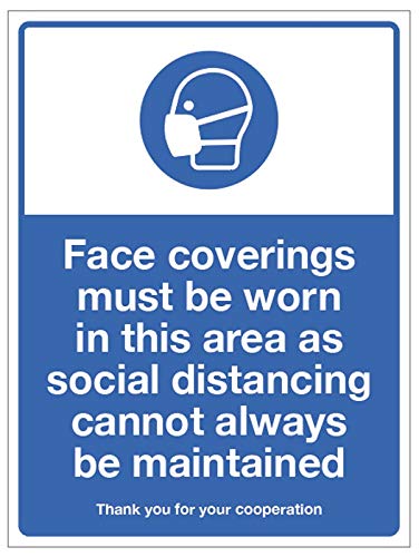 Face coverings must be worn in this area as social distancing cannot always be maintained