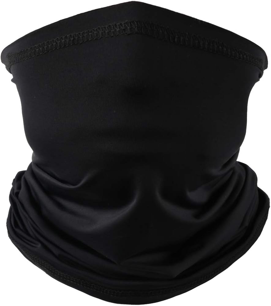 Headband Bandanas Neck Gaiter Face Mask Reusable Multifunctional Women Men Elastic Cloth Cover Scarf Cool Sports Balaclava (Dark Black): Beauty