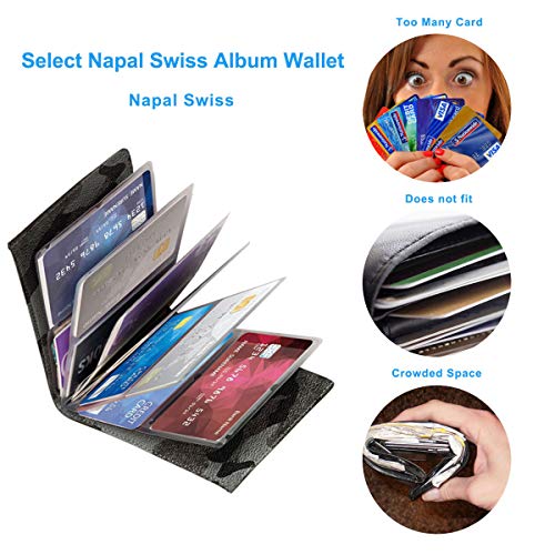 Napal Swiss Top Genuine Leather Amazing RFID Security Credit Card Case Holder Magic Slim Back Pocket Wallet for Men or Women