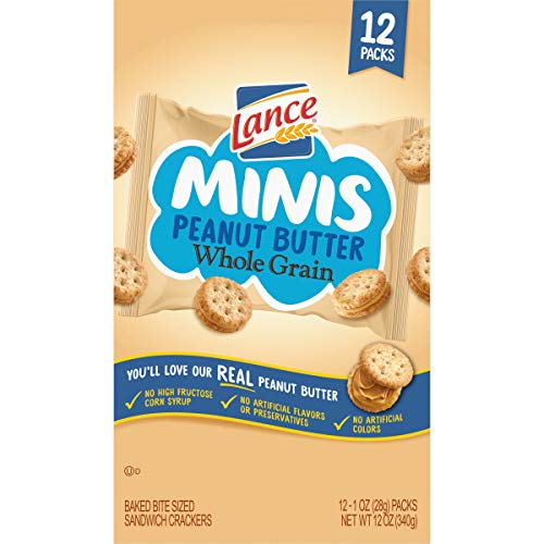 Lance Sandwich Crackers Minis, Whole Grain Peanut Butter, 12 Count