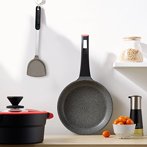 DESLON Wok Spatula Stainless Steel with Grey Silicone Turner and Handle Safe Soft for Nonstick Wok Utensils