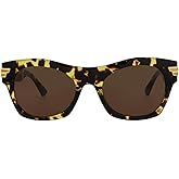 Bottega Veneta Square/Rectangle Sunglasses Havana Havana Brown Luxury Eyewear Made In Japan Acetate Frame Designer Fashion for Everyday Luxury