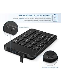 Teclado numérico inalámbrico con bluetooth, 7Lucky recargable, delgado, teclado numérico de 18 teclas compatible con MacBook, iMac, OS, Windows, portátil, PC Surface Pro, etc.