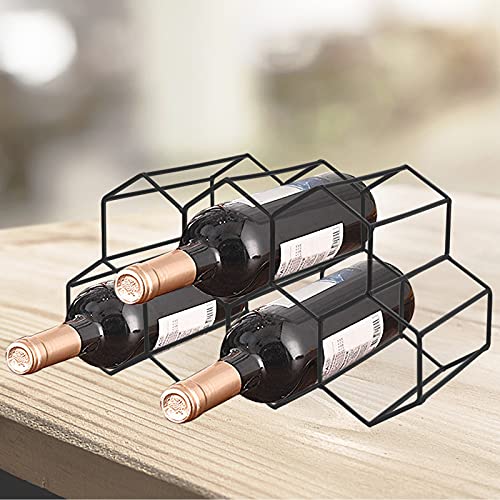 Henkelion Wine Rack Wine Holder Table Freestanding, Stackable Metal Wine Cork Holder Countertop