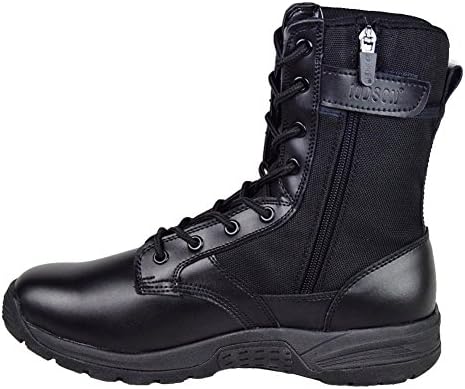GRAMOT Men's LZB Black Jungle&amp;Desert Tactical Boots Lace up Men Boots Microfiber/Cow Leather Military Boots With Side Zipper Outdoor Combat Snow Boots 10 D(M) US