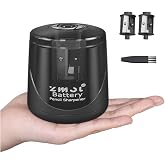 ZMOL Portable Battery Powered Electric Pencil Sharpener, 6-8mm, Black | Fast Sharpen, Suitable for No.2/Colored (6-8mm), Battery Operated, 3 blades, For Art Studio/Classroom/Office/Home