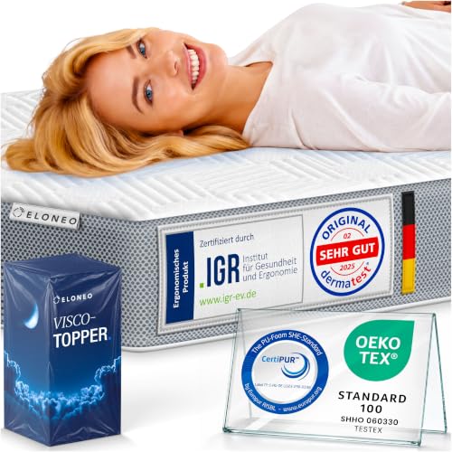 ELONEO Matratzen Topper 200x200cm | Memory Foam | 8cm hoch | zertifizierter Premium Matratzentopper für Bett und Boxspringbett | atmungsaktiver 3D Mes