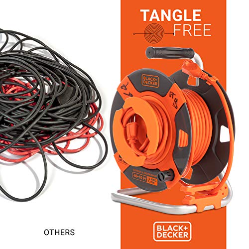 BLACK+DECKER Retractable Extension Cord, 50 ft, 14AWG SJTW Power Cable