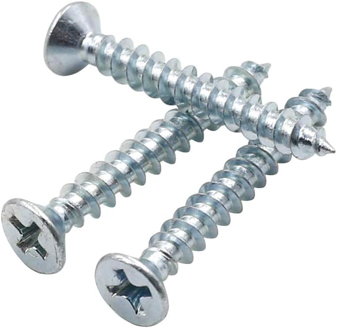 Zinc Plated TOUIHIA 50pcs 8 x 3/4 Flat Head Phillips Wood Screws