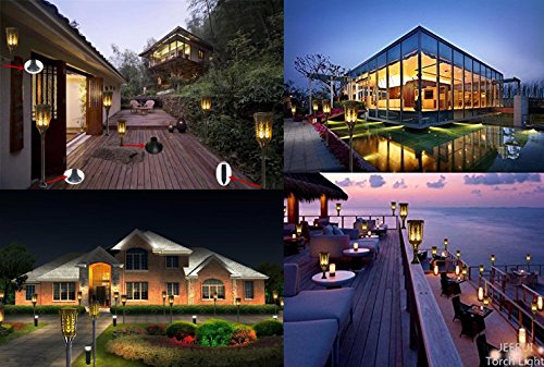 Solar Light Waterproof Flickering Flames Torches Lights 96 LED Flame Lights Flickering Torches for Outdoor security torch light Decoration for Patio Driveway Garden Landscape Path Lighting 2 PACKING