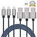 Cablex 3Pack 6ft Nylon Braided Lightning to USB Syncing and Charging Cable Cord Fully Compatible with iPhone 7/7 Plus/ 6/6 Plus/ 6s/ 6s Plus /5/5s/SE iPad/iPod/Beats Pill+ and More(Black&Blue)