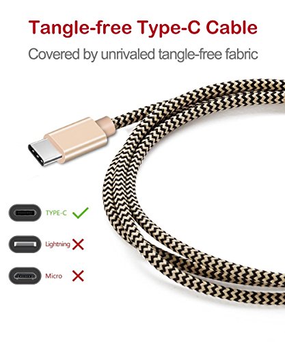 OTISA USB Type C Cable USB C Charger Cord 3Pack 6ft Gold, Charging Nylon Braided Cable For Samsung Galaxy Note 8 S9 S8 plus, MacBook,Google Pixel XL,Nintendo Switch,LG G6,Huawei P9