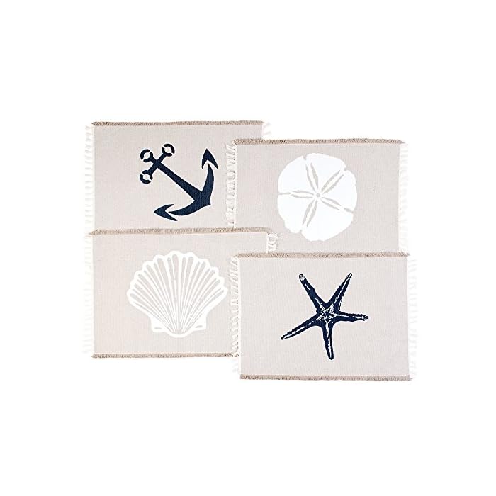 Living Fashions Table Placemats Set of 4 Beach Themed Nautical