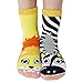 Pals Lion & Zebra Crazy Mismatched Socks - Cool Wild Animal Designs with Non-Slip Sole for Kids