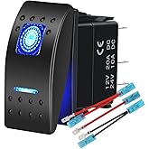 HOKAAER Interruptor basculante de barco marino impermeable de 12 V/20 A, 24 V/10 A, 5 pines, SPST, interruptor de palanca de 