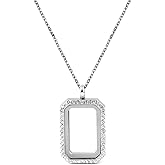 Paialco DIY Rectangle Glass Floating Living Memory Charms Locket Pendant Necklace