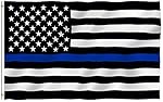 ANLEY [Fly Breeze] 3x5 Foot Thin Blue Line USA Flag - Vivid Color and UV Fade Resistant - Canvas Header and Double Stitched - Honoring Law Enforcement Officers Flags Polyester with Brass Grommets
