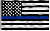 ANLEY [Fly Breeze] 3x5 Foot Thin Blue Line USA Flag - Vivid Color and UV Fade Resistant - Canvas Header and 4 Rows Stitched - Honoring Law Enforcement Officers Flags Polyester with Brass Grommets ()